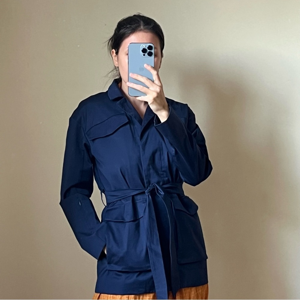 NWT away the utility jacket size XS navy blue cotton J1 - Picture 3 of 9